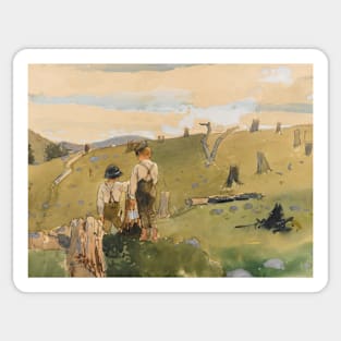 Boys On A Hillside by Winslow Homer Sticker